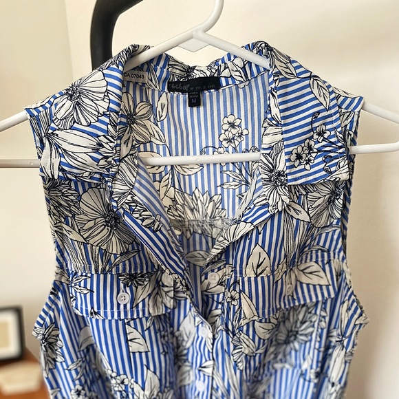 Striped & Floral Print Sleeveless Dress - Picture 2 of 3